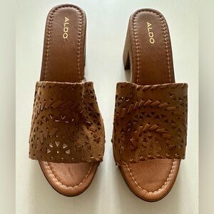 ALDO Women's Brown / Tan Cut Out Mules Sandals - Size 9 (40)